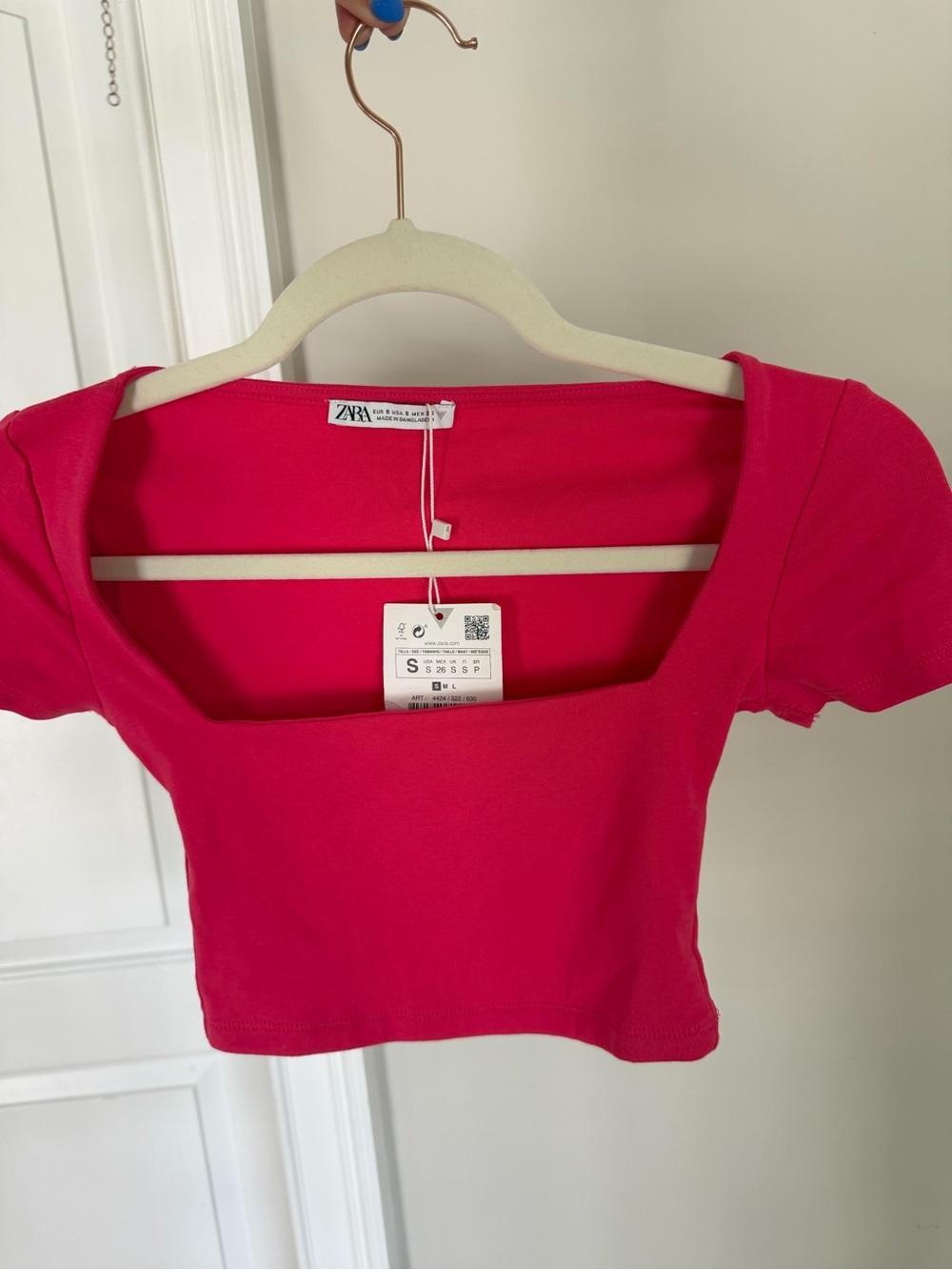 ZARA Hot Pink Square Neck Crop Top